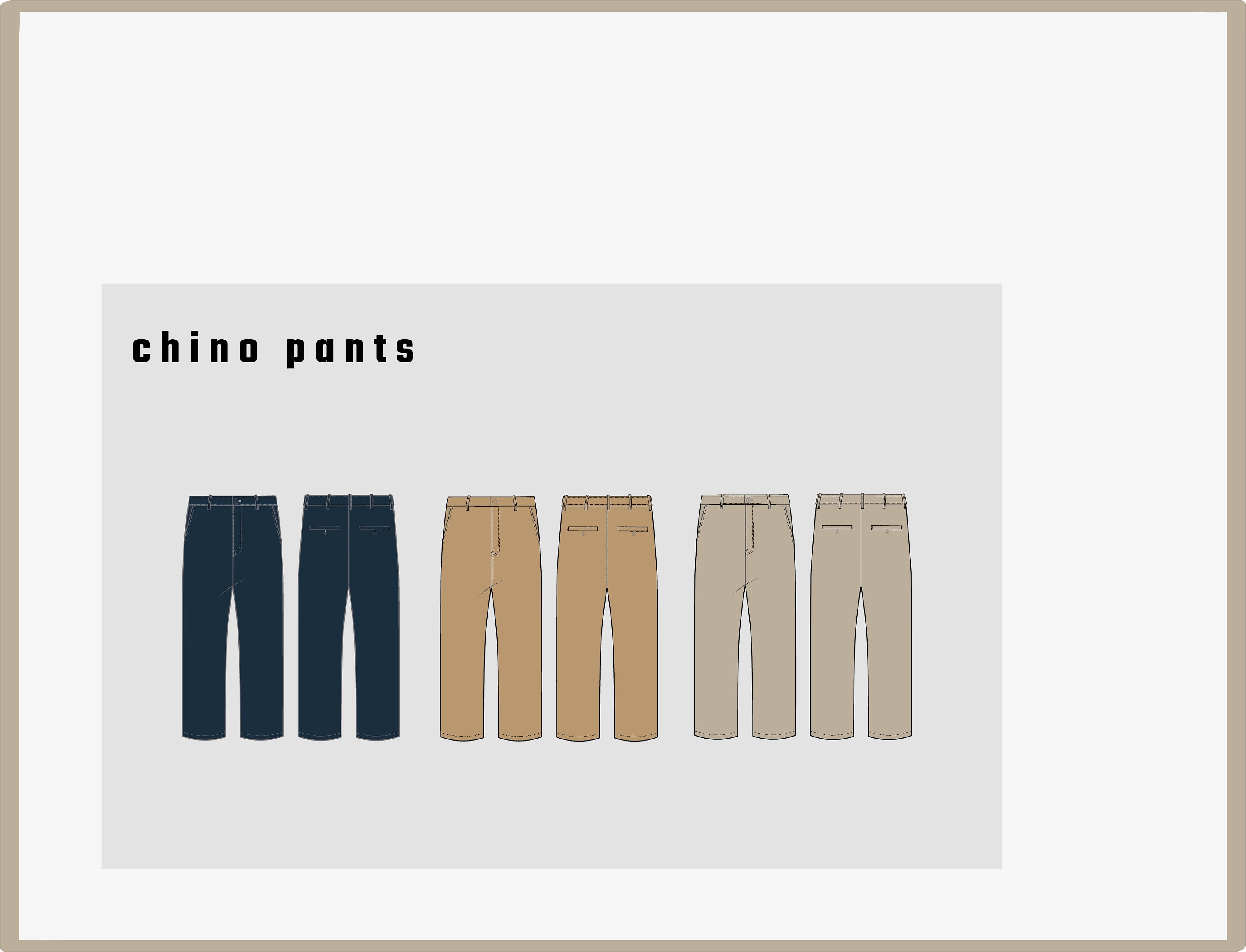 Chino Pants Flat Technical Drawing: Streetwear Design Template - Etsy