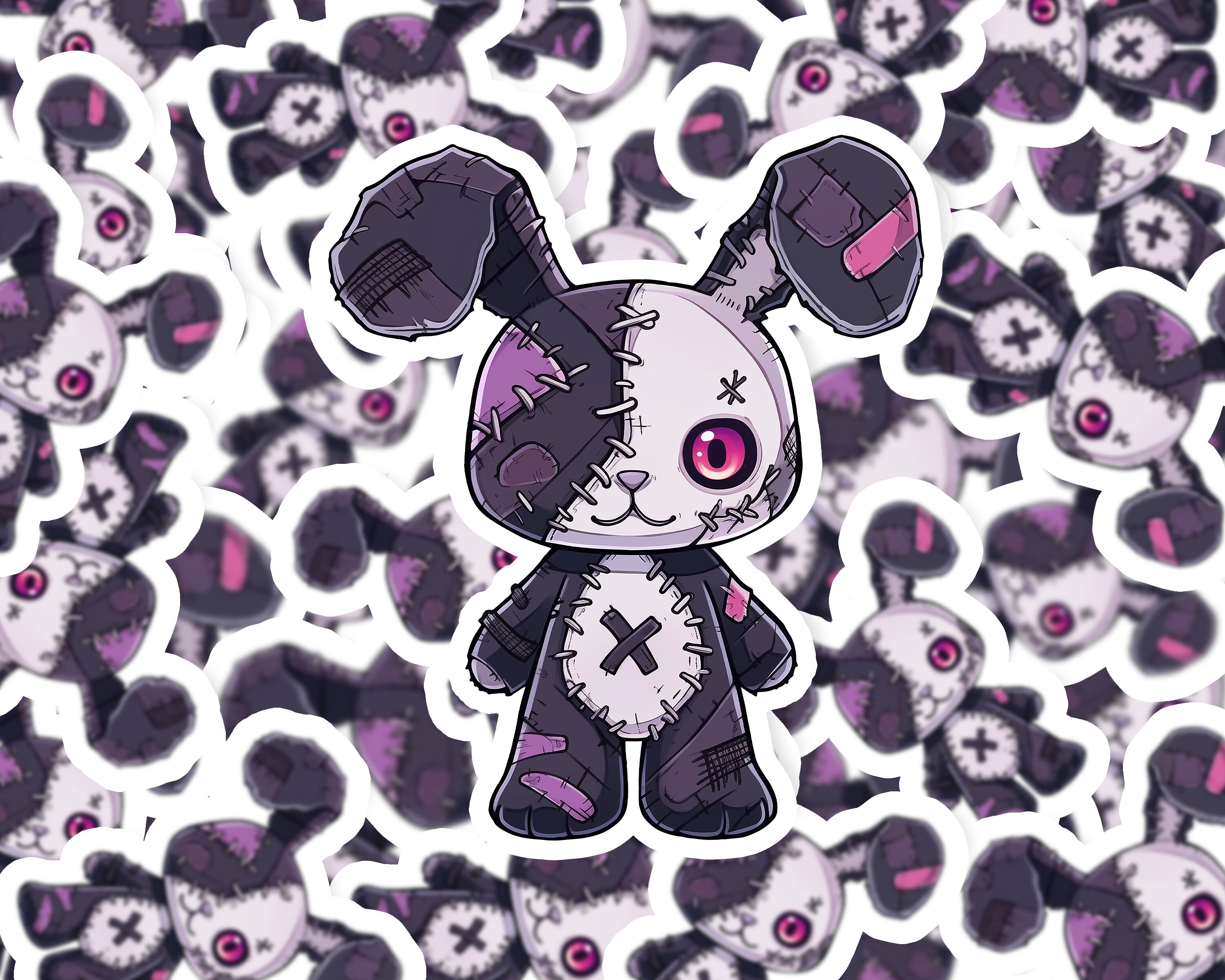 Bunny Voodoo Sticker | Cute Purple Rabbit | Voodoo Stitched Doll