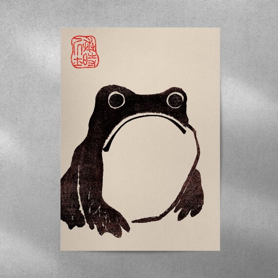 Japanese Frog Wabi Sabi Print | A3 A4 A5 | Japanese Vintage