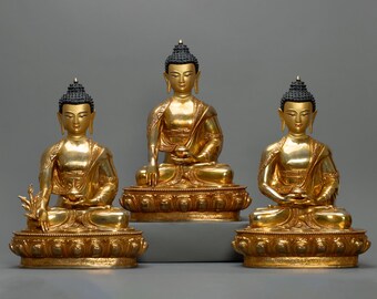 Beautifully Crafted Three Buddha Set I 24K Gold Gilded I