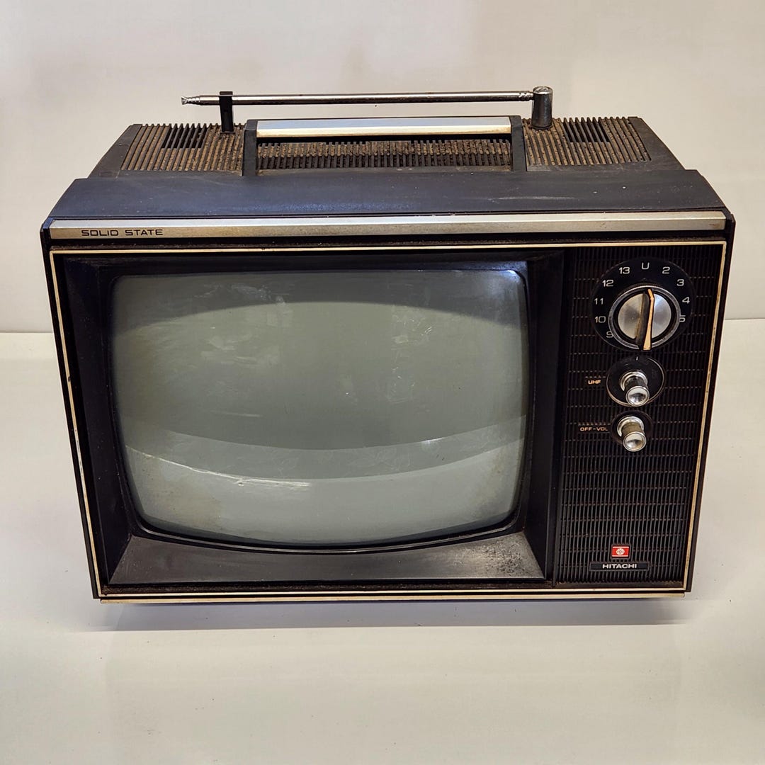 Television, Hitachi P-42 CRT, Turns On, Retro TV, Made in Japan