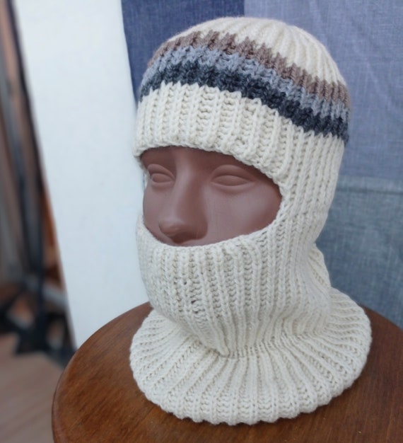 Balaclava Hand-knitted, Women Wool Balaclava, Merino, Face Mask