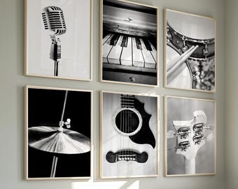 Music Art, Black and White Photography Music Prints Gift for