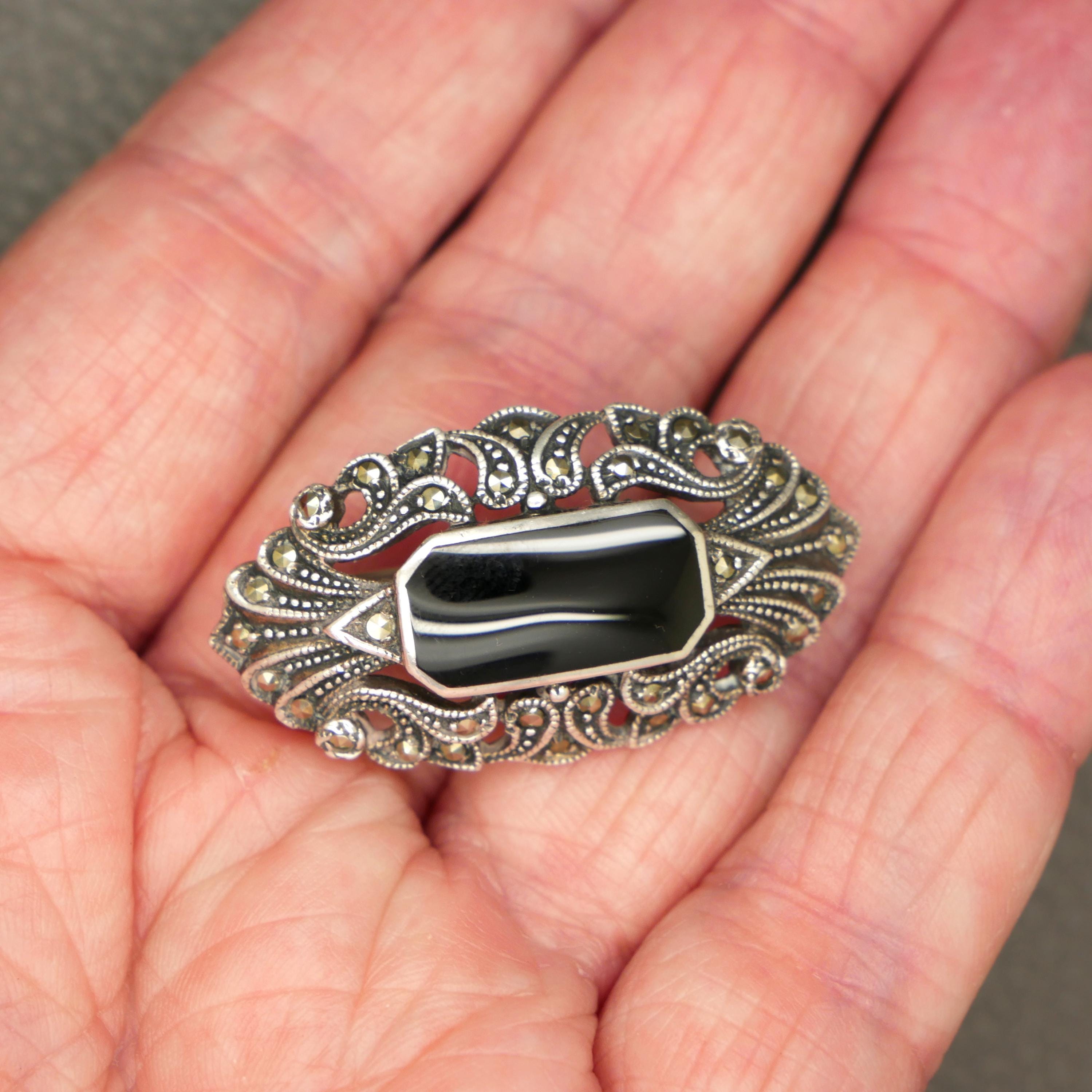 ヴィンテージ アールデコ スターリングシルバー ブローチ：マーカ