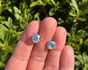 AB Iridescent Aurora Borealis 8mm Genuine Austrian Crystal Stud