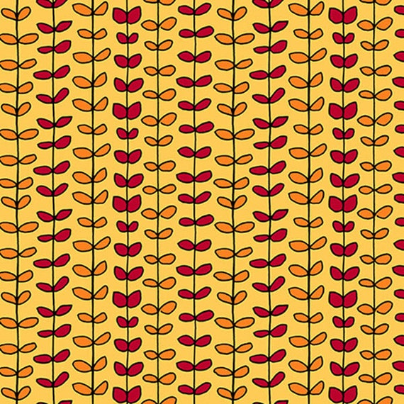 HOUSE on the HILL - Leaf Stripe in Yellow - Orange Cotton Quilt