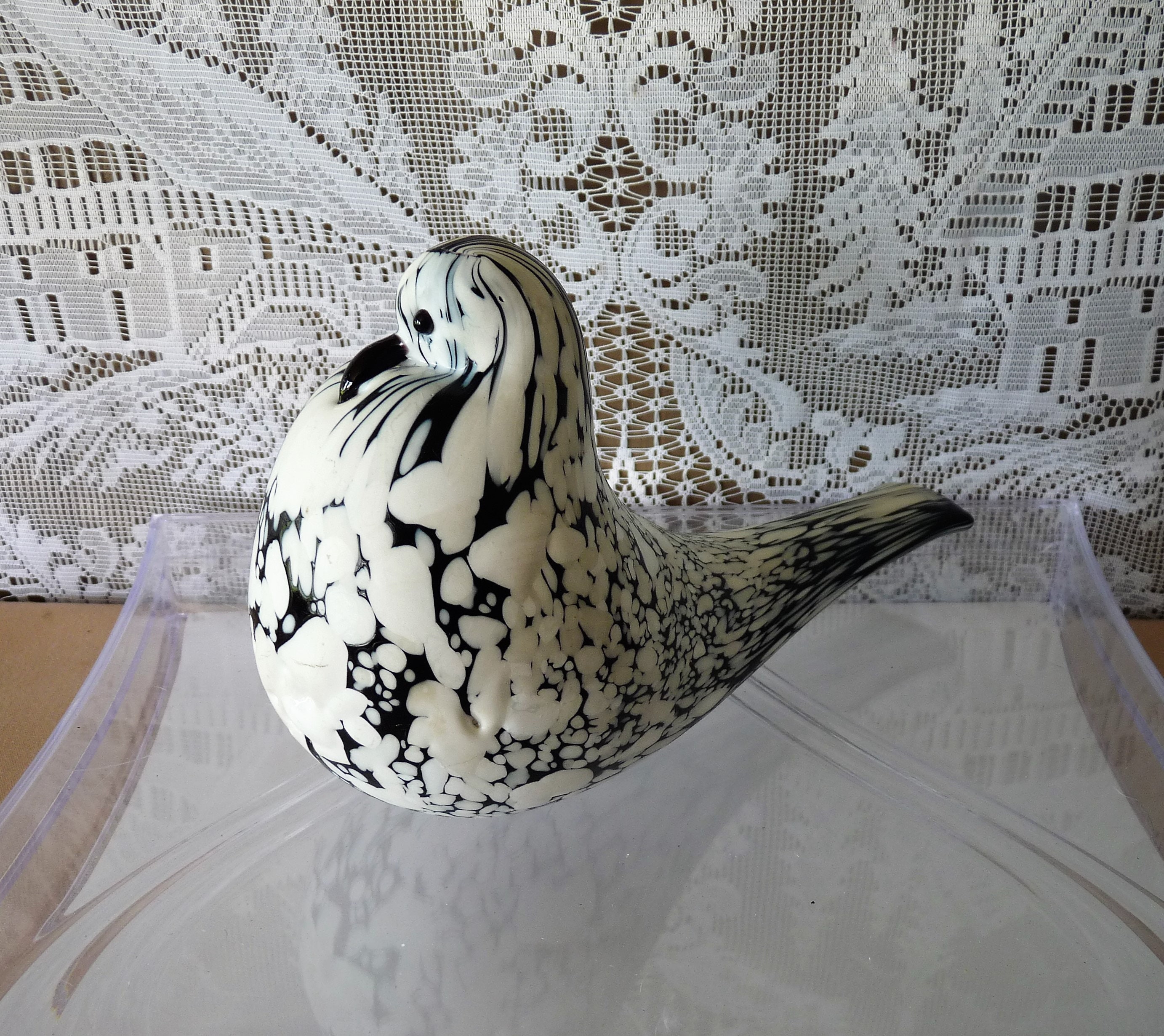 MURANO, Italy - Archimede Seguso - Rare Bianco Nero White and