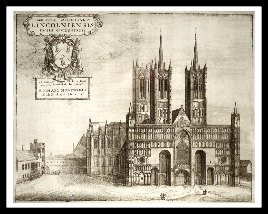 Lincoln Cathedral - Vintage Architectural Print - Religious Art