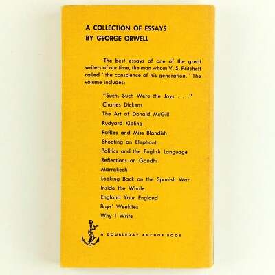 A Collection Of Essays By George Orwell 1954 Education British