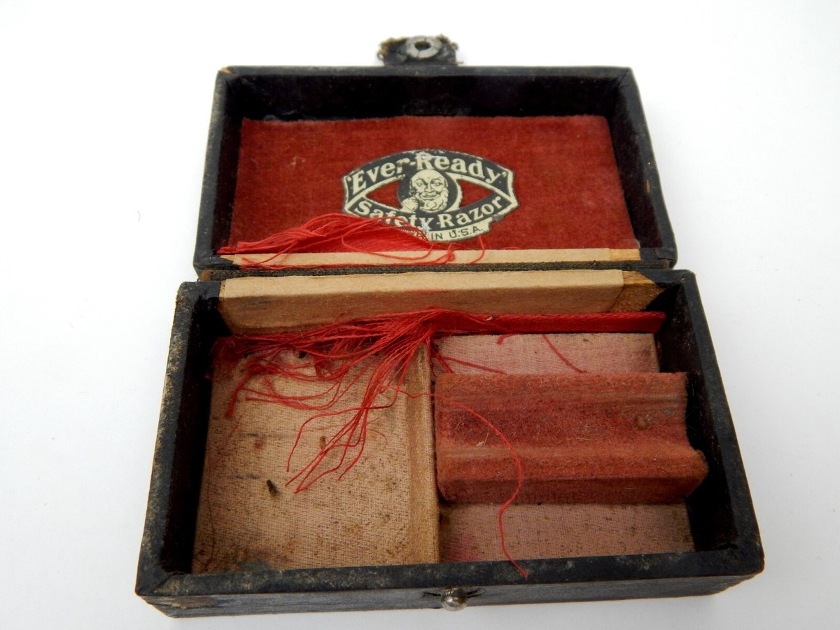 5L Ever-Ready Safety Razor w/ Holders & Wood Case Antique 1900's