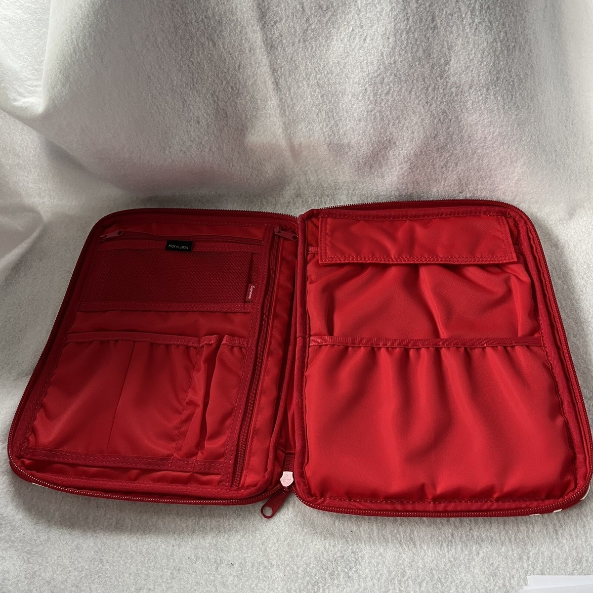 SUPREME x PORTER YOSHIDA Red Ipad Case Zip Around F*ck You Pay Me