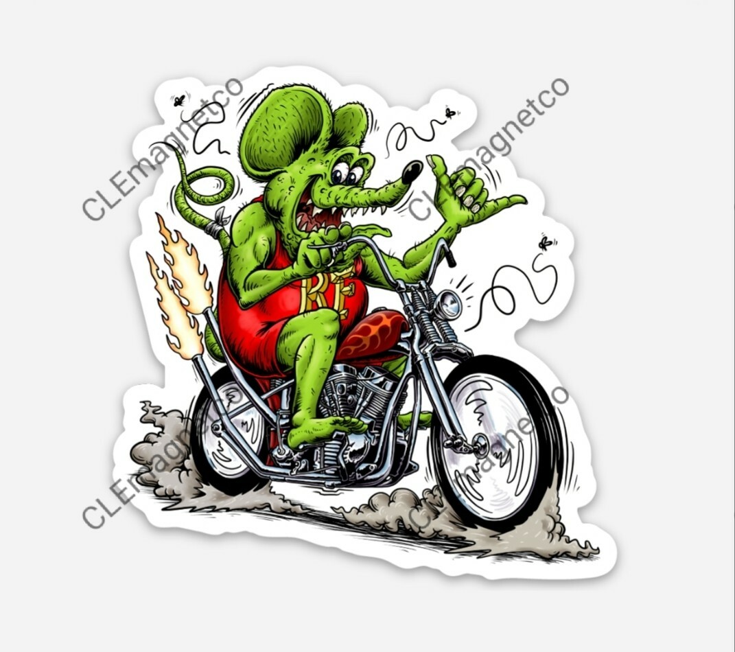 STICKER - Rat Fink Motorcycle Vintage Old School Chopper Harley