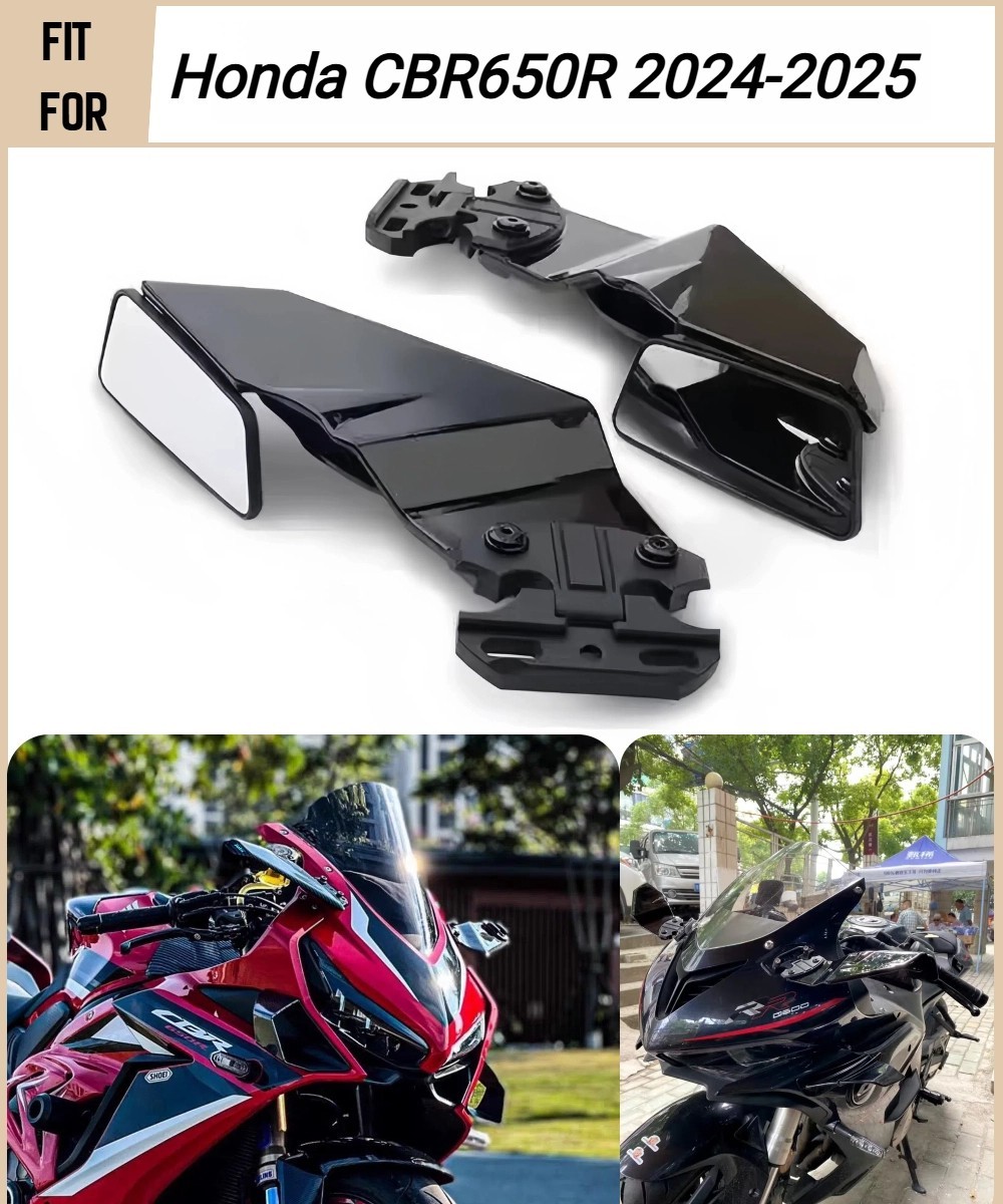 Motorcycle Wind Wing Rearview Glossy Black Mirrors for Honda 2024
