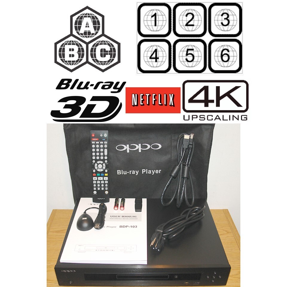OPPO DIGITAL BDP-103 MULTI REGION CODE FREE 3D BLU-RAY PLAYER 4K