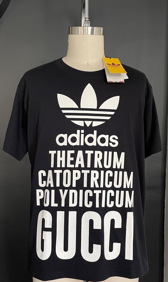 New Gucci X Adidas 616036 Logo Black Oversized T-Shirt Size XS | eBay