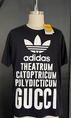 New Gucci X Adidas 616036 Logo Black Oversized T-Shirt Size XS | eBay
