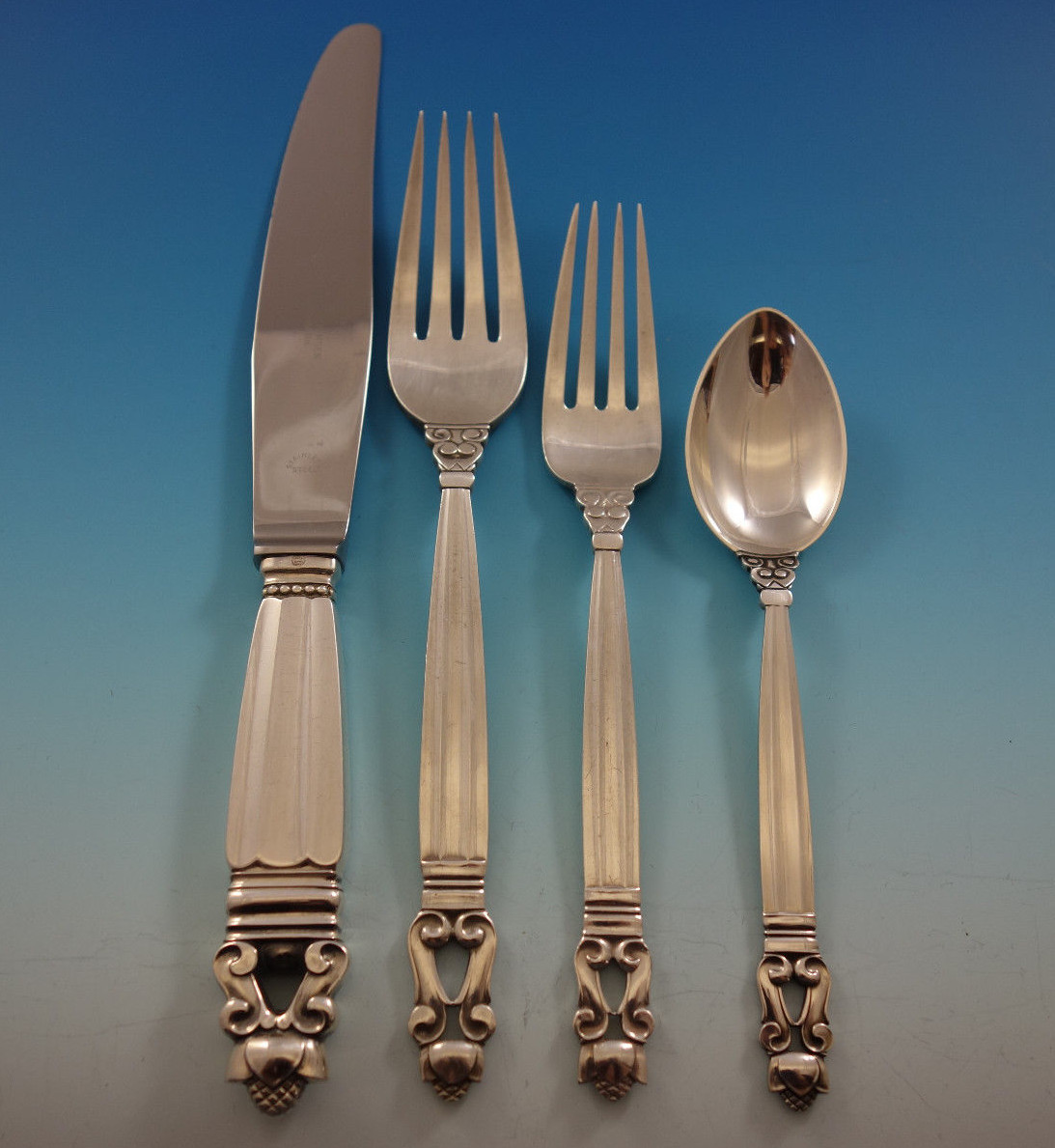 Acorn by Georg Jensen Sterling Silver Flatware Set For 8 Service
