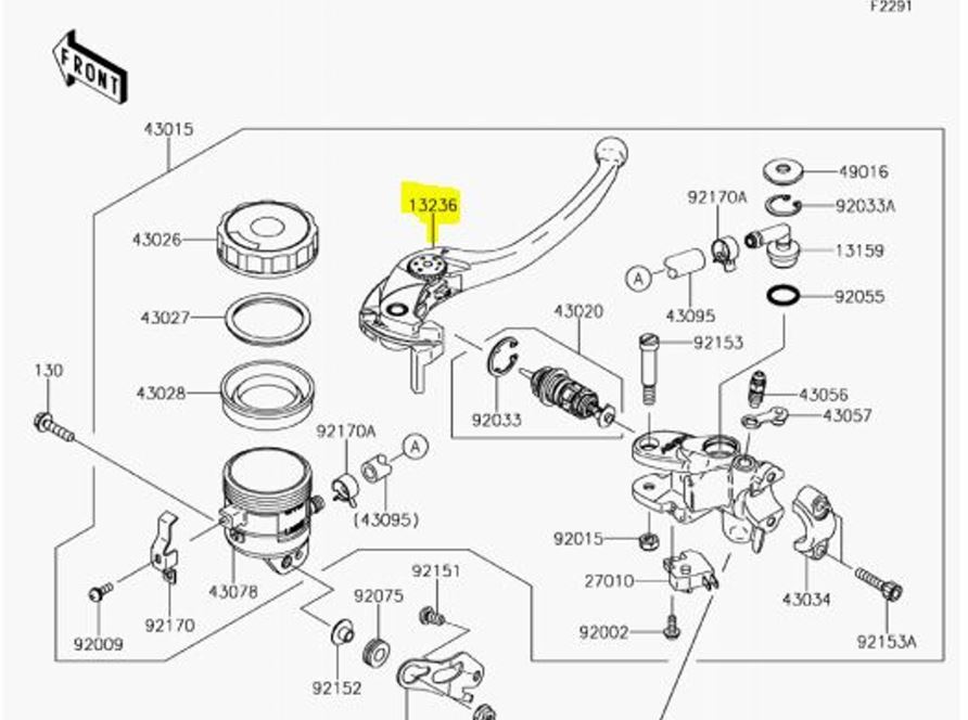 Kawasaki OEM Factory Front Brake Lever 13236-0729 ZX6R | eBay