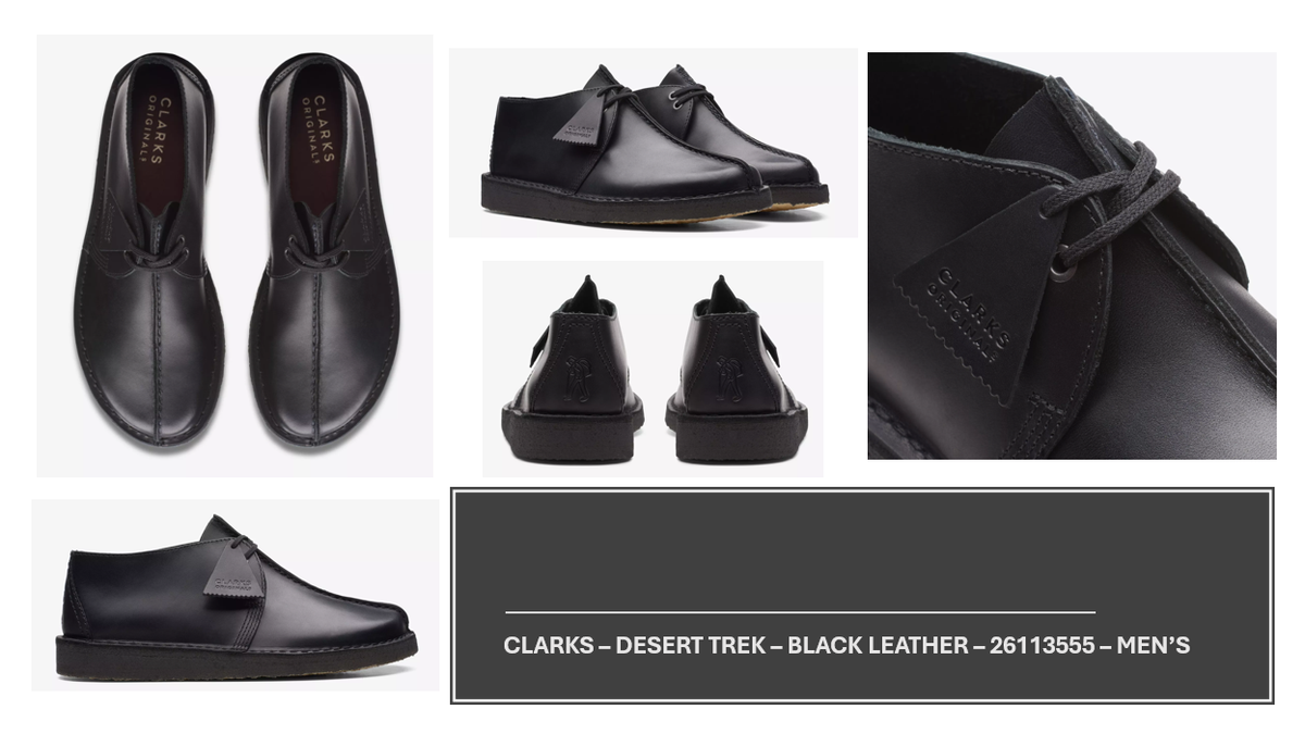 Clarks Originals Desert Trek - Black Leather - 26113555 - Men's | eBay