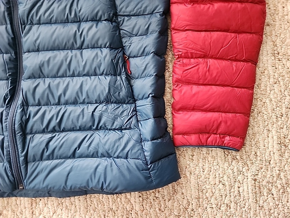 New Patagonia Jacket Down Sweater Hoody 2XL XXL Tidepool Blue Red