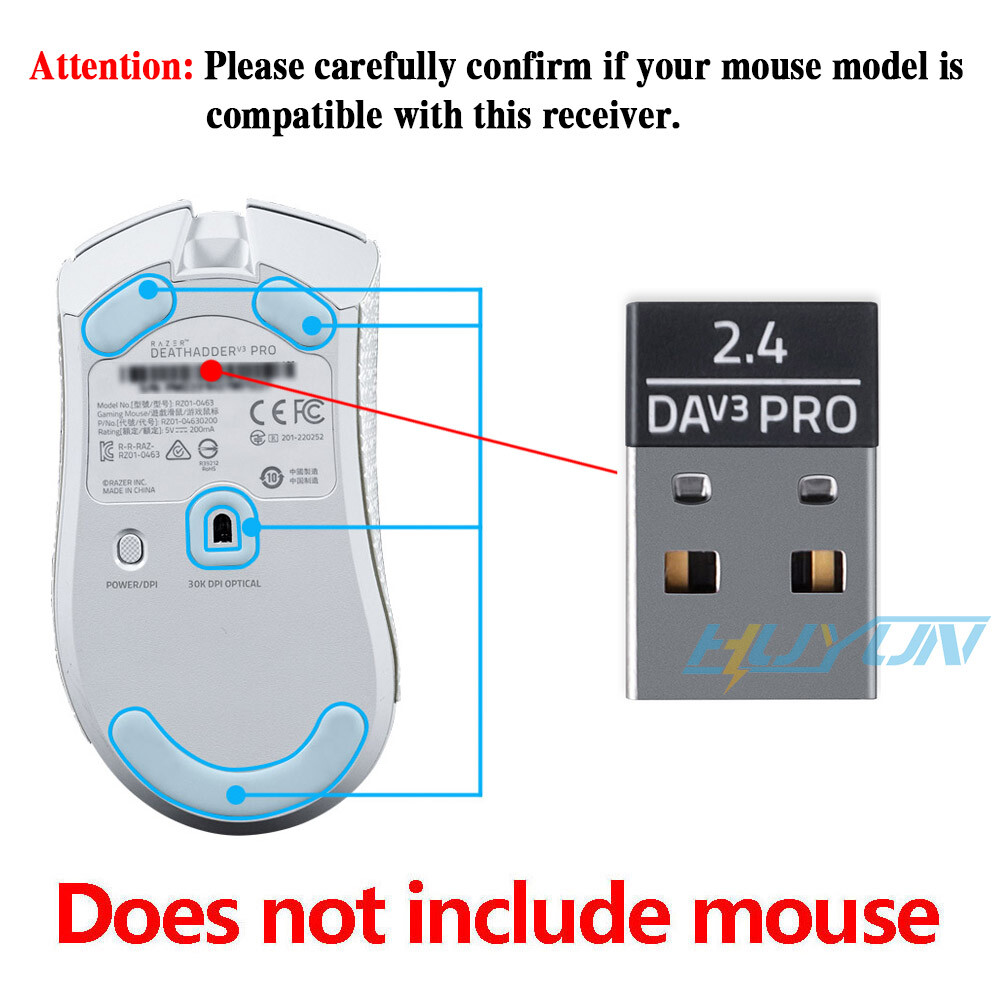USB Dongle Receiver Adapter for Razer DeathAdder V3 Pro Wireless