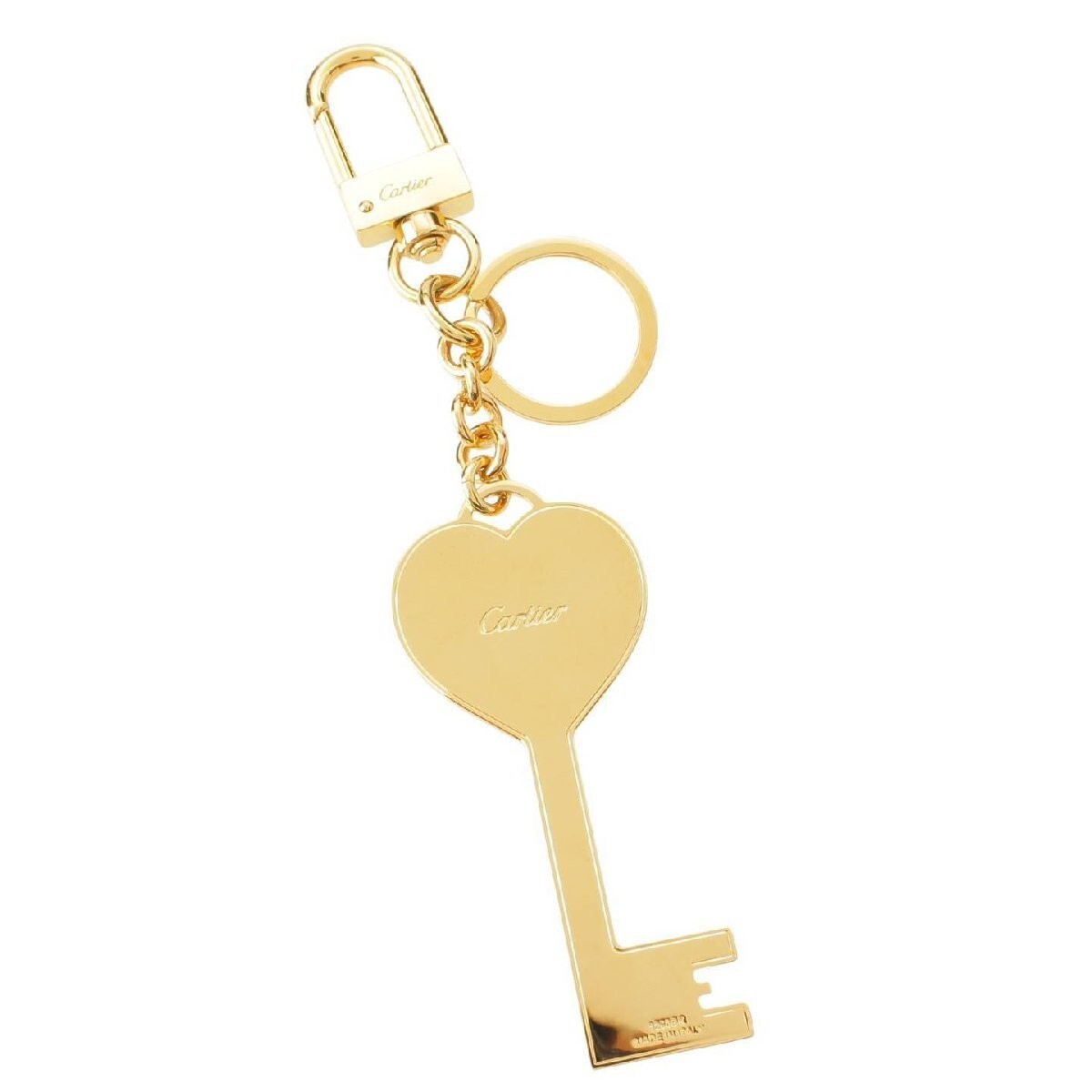 Auth Cartier Diabolo de Cartier Key Ring Bag Charm Key Holder Gold