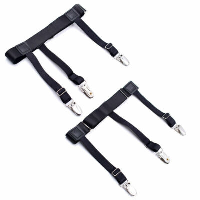 Mens Shirt Stays Thigh Garters Suspenders Non-slip Locking Clips