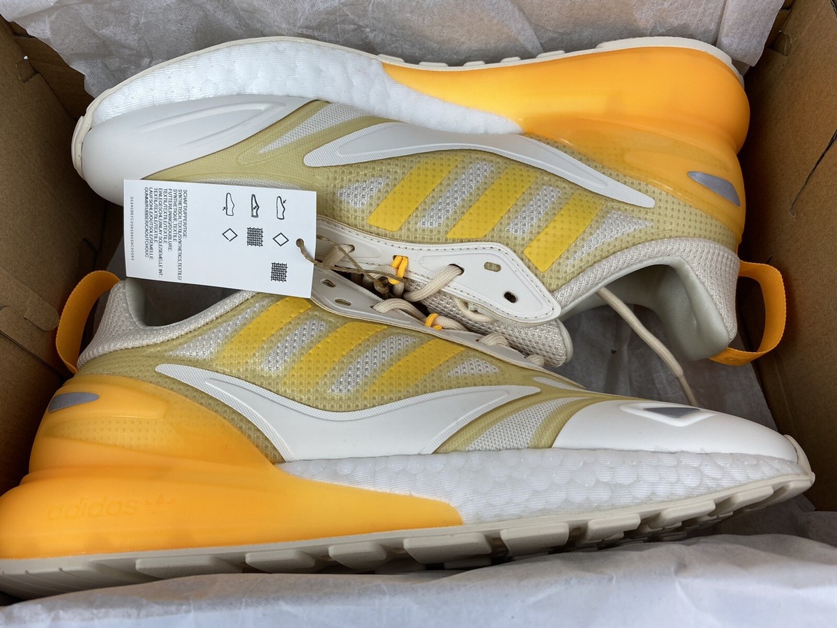 Women's Adidas ZX 2K BOOST 2.0 Yellow White Orange Cream | size 9