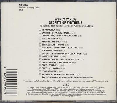 Wendy Carlos - Secrets Of Synthesis CD **BRAND NEW/STILL SEALED
