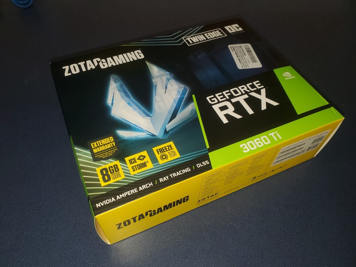 Box Only* “Zotac, Geforce RTX 3060 Ti” box with internal packaging