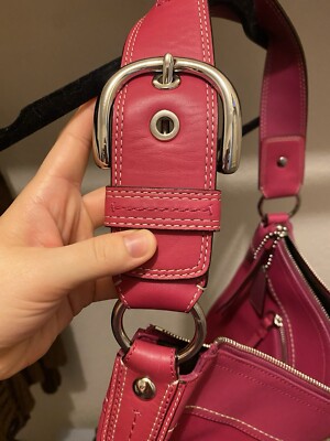 Coach Soho Hot Pink Pleated Leather Large Shoulder Bag Purse EUC