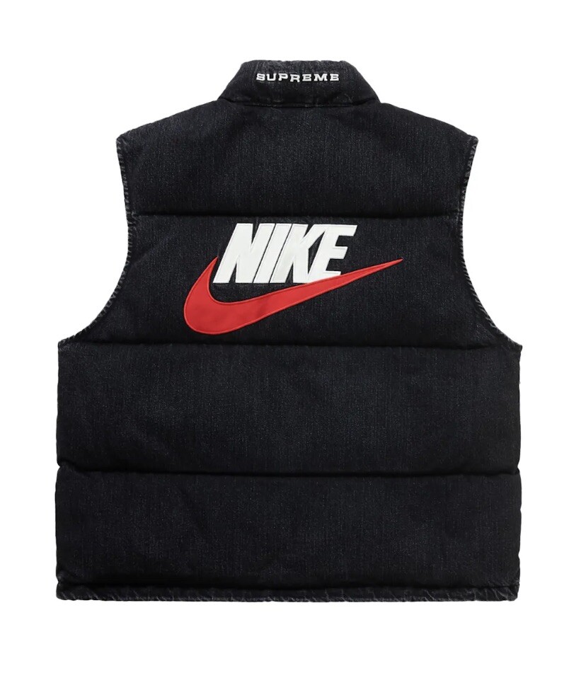 Supreme Nike Black Denim Puffer Vest FQ0323-010 Mens XL Brand New