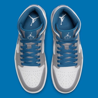 Nike Air Jordan 1 Mid True Blue Grey White Shoes Men DQ8426-014