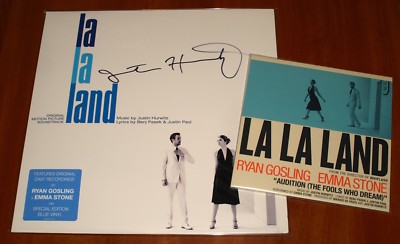 LA LA LAND OST JUSTIN HURWITZ *RARE* SIGNED LP BLUE VINYL & 7