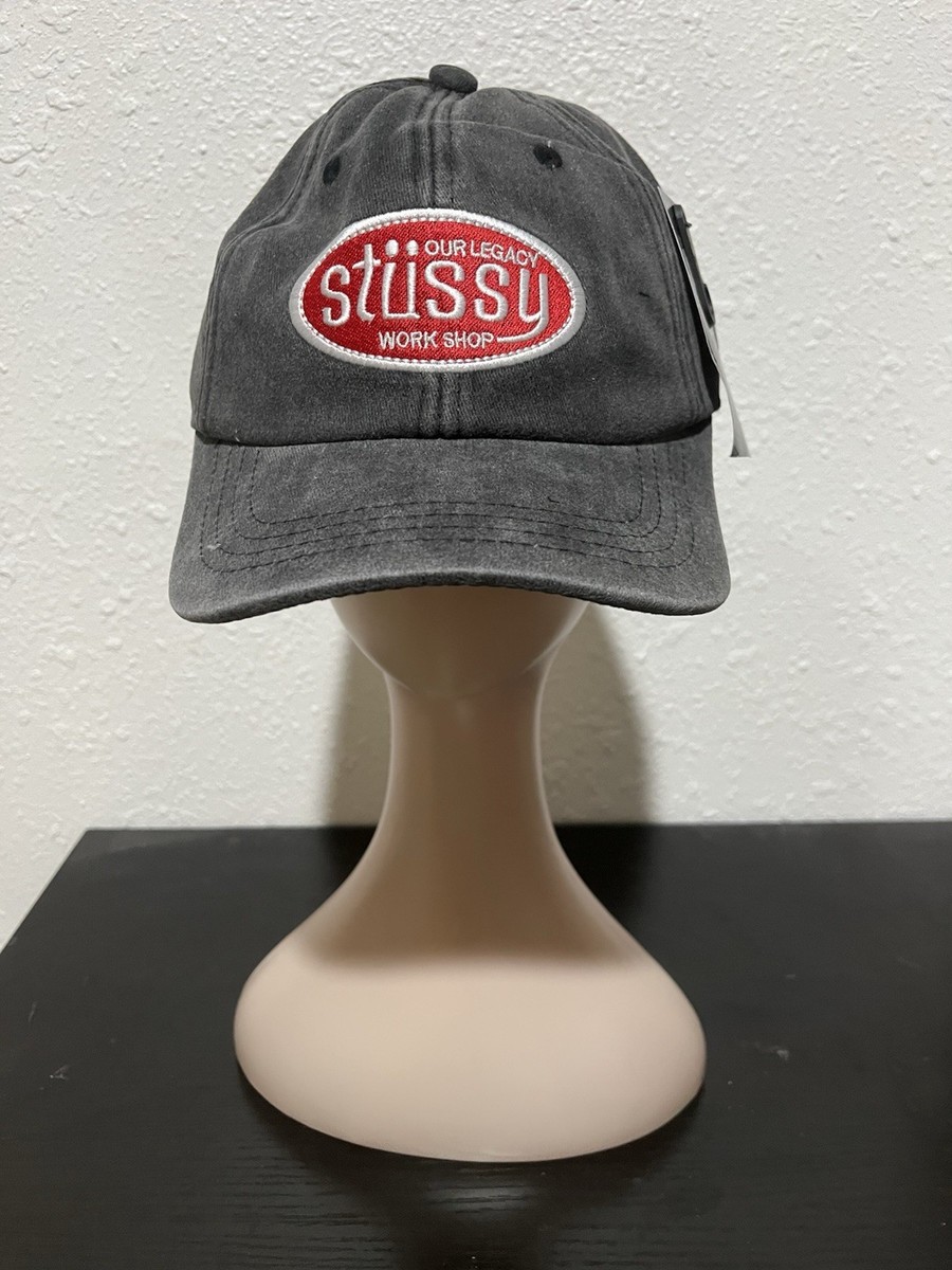 Stussy Our Legacy Workshop Strapback Hat Washed Black, Red Logo