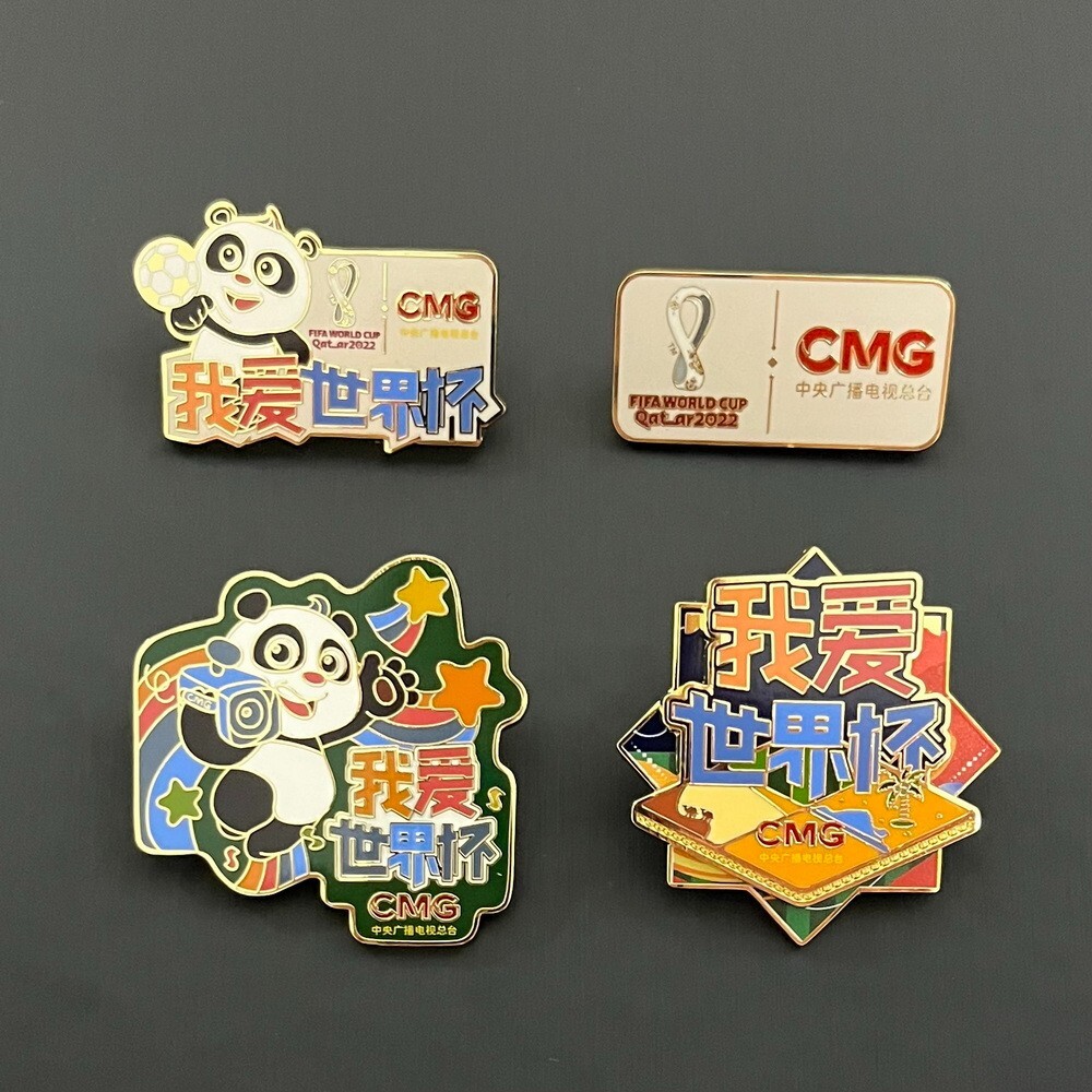 Qatar 2022 FIFA WORLD CUP Media CCTV CMG PANDA pin badge（set of 4