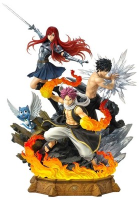 Fairy Tail PVC Statue Natsu, Gray, Erza, Happy Deluxe Ver 57cm 1/7