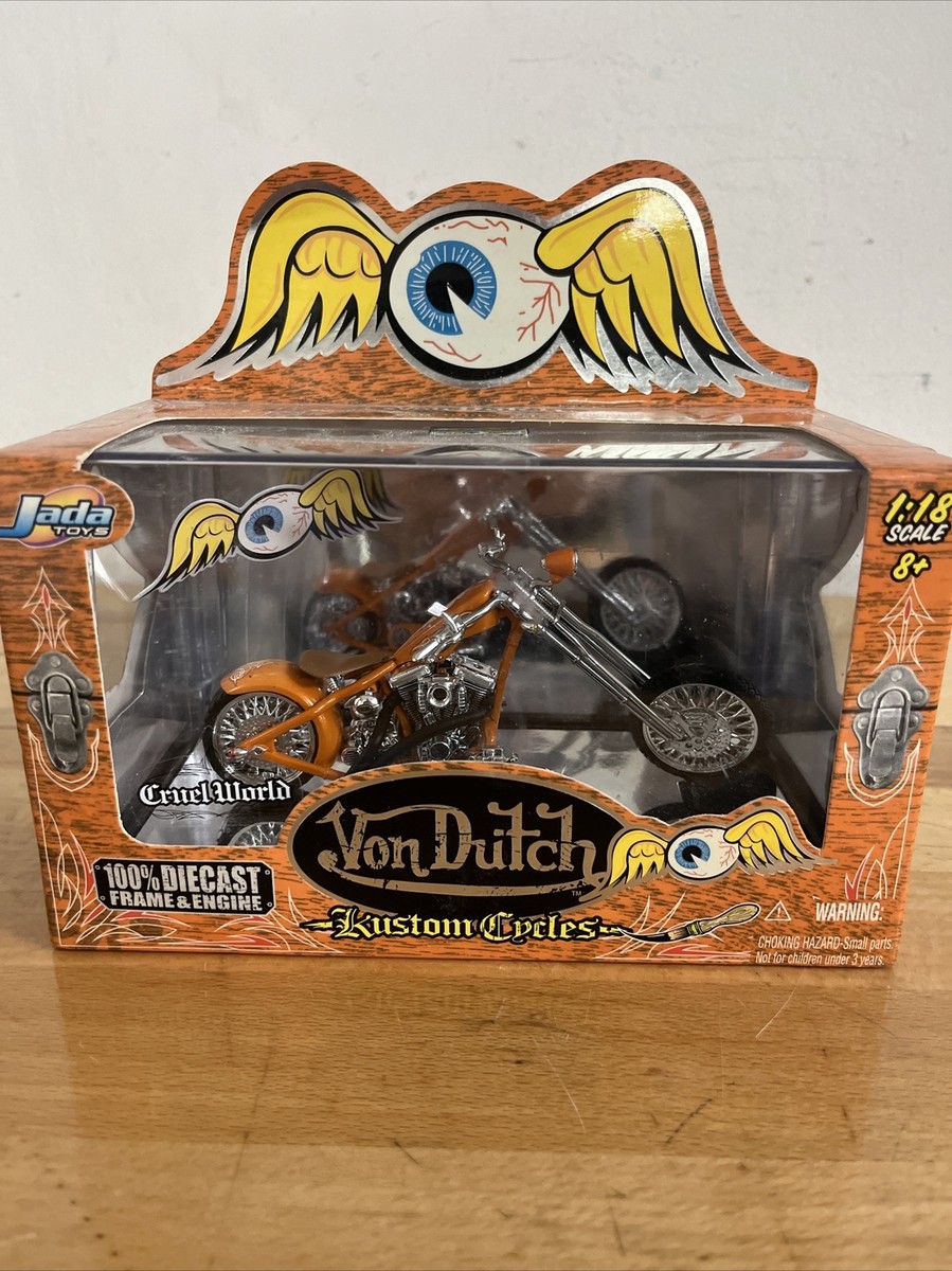 Jada Toys Von Dutch Kustom Cycles CRUEL WORLD 100% DIE-CAST ORANGE
