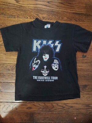 Vintage Kiss Shirt Youth Medium Black The Farewell Tour Legends