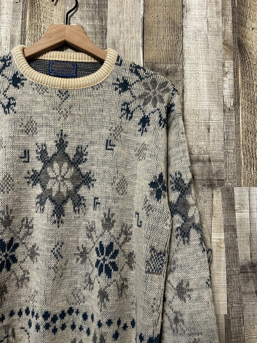 Vintage 1980's Pendleton Snowflake Winter Pullover Sweater Wool