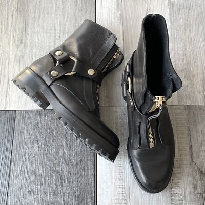 RED Valentino Stirrup Leather Combat Boots Women's 8 | eBay