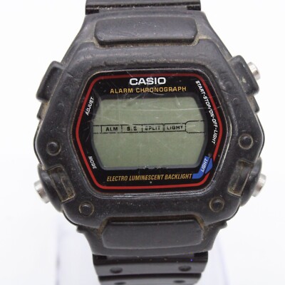 Vintage Casio Watch Black Rubber Quartz DW-290 Module 1189 Alarm