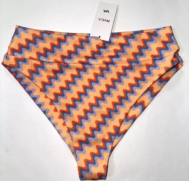 RVCA Women's RETRO WAVES HIGH RISE Surf Swim Beach Bikini Bottom