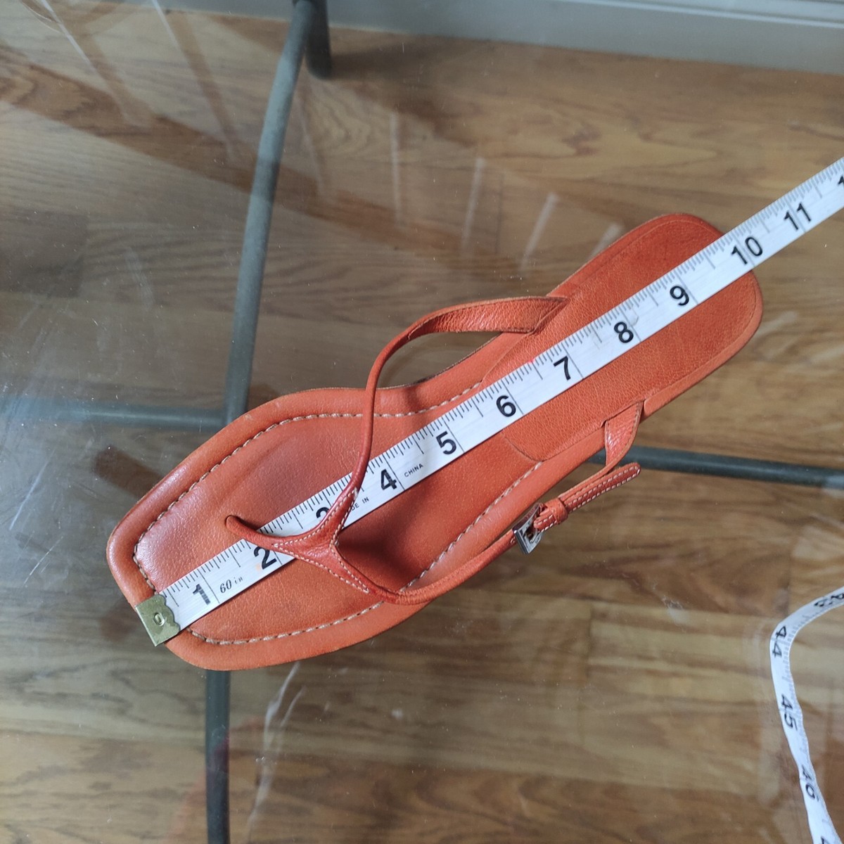 Prada Orange Thong Sandals Square Toe Leather Women's 39 | eBay