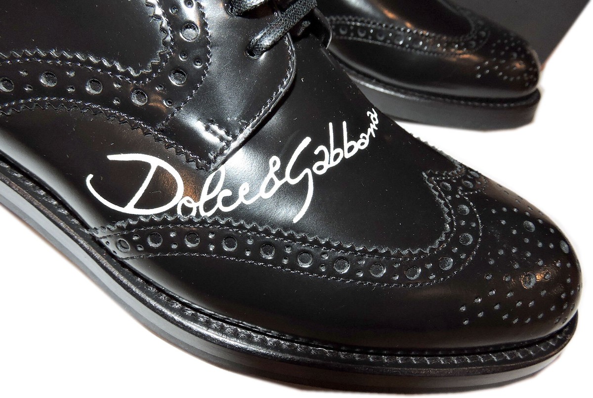 Dolce & Gabbana Oxford Shoes Signature Logo Wingtip Brogue 39 Lace
