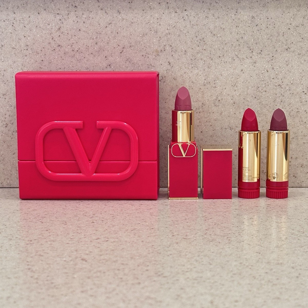 Rosso Valentino Couture Lipstick Set 100R 107A 22R Refillable NIB