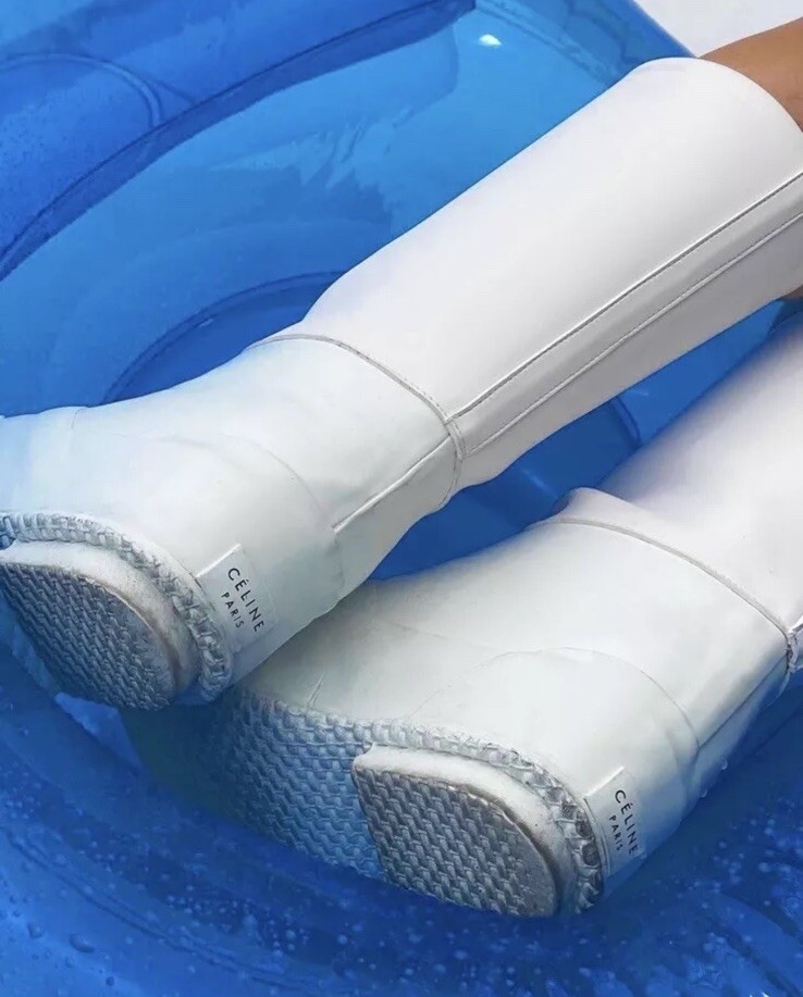 Celine Planet Rubber Boots White sz 36 Pre-Fall 2018 Phoebe Philo
