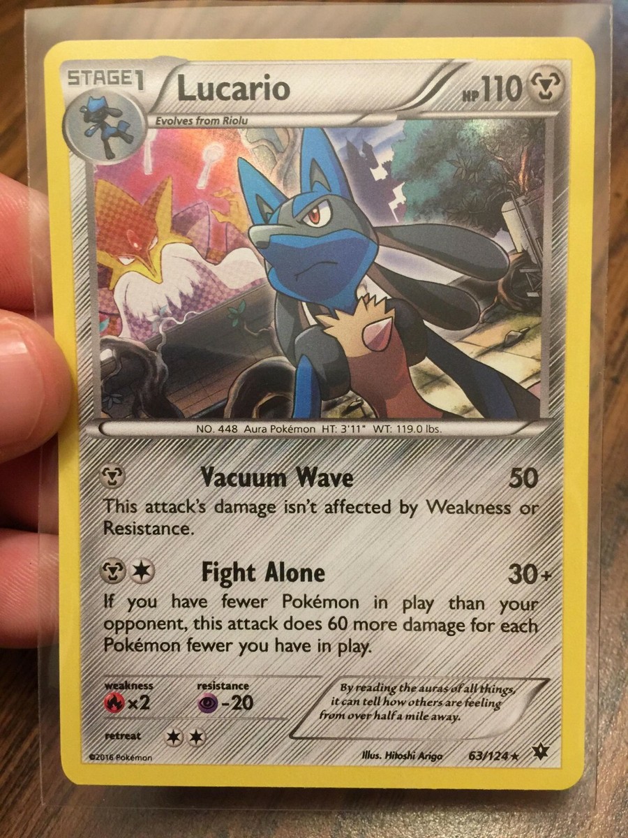 LUCARIO 2016 STAGE 1 RARE HOLO POKEMON CARD - XY-FATES COLLIDE