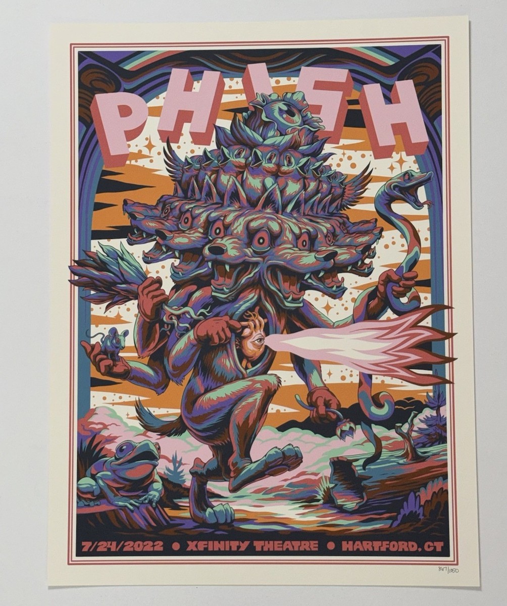 Phish Poster Hartford CT 7/24/22 Xfinity Theatre Silkscreen #d X