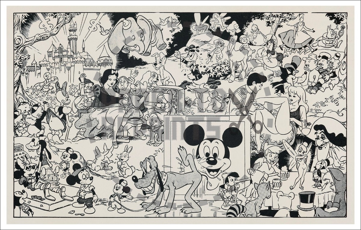 DISNEYLAND MEMORIAL ORGY POSTER - BLACK & WHITE VERSION - VINTAGE
